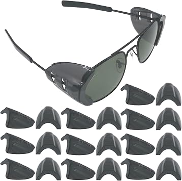 KMDJG 10 Pairs Safety Glasses Side Shields,Slip on Side Shields, Fits Small to Medium Eyeglasses Frames10 Pairs Transparent Black