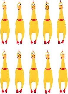 10PCS Squeaking Rubber Chicken, Screaming Rubber Chicken,Prank Novelty Toys, Funny Noise Maker for Party (6.3 Inch)