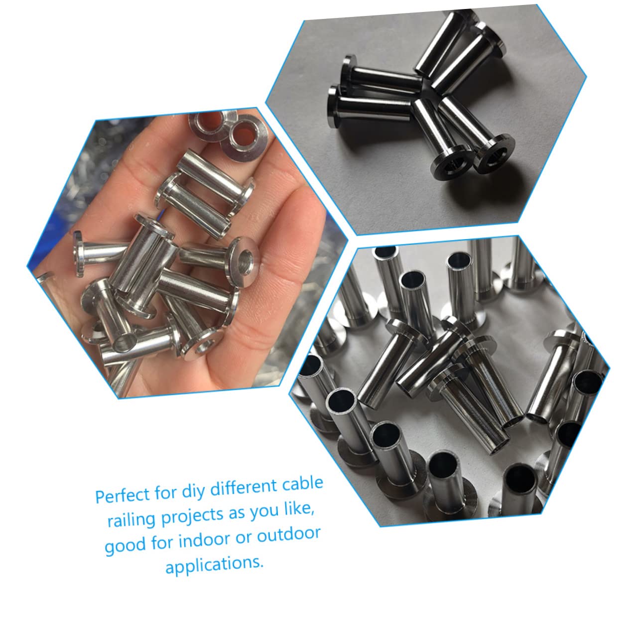 80pcs Stainless Steel Protective Sleeves Kit for Cable Railing Wire Rope Banister Guard Wire Cover