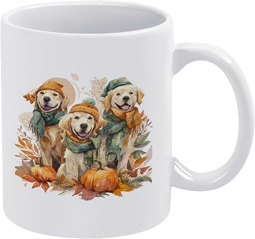 Miniatura 13 de Tazas de café Golden Retrievers con calabazas y hojas, taza para café, temporada de cosecha de otoño, vintage, Acción de Gracias, Día de la Madre,