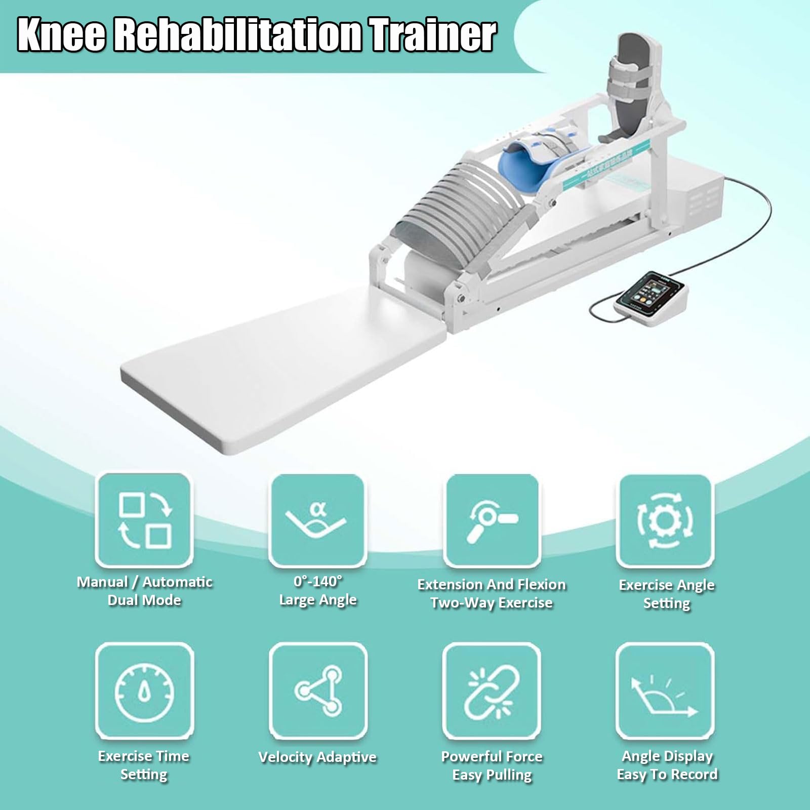 Trainer Elettrico per la Riabilitazione del Ginocchio, Dispositivo di Allenamento per Caviglia, Ginocchio e Anca, Macchina CPM 0-140° per Fisioterapia Fratture e Stretching