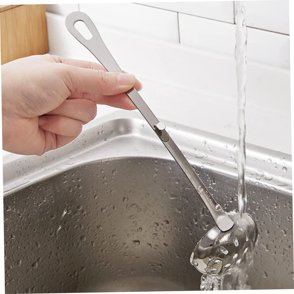 Homoyoyo 2pcs Stainless Steel Hot Pot Colander with Hook Long Handle Soup Spoon Strainer for Kitchen