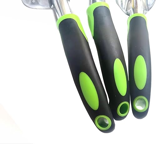 Miniatura 5 de Juego de herramientas de jardín de 3 piezas con mango antideslizante de goma, rastrillo de mano de trasplante de paleta resistente, kit de