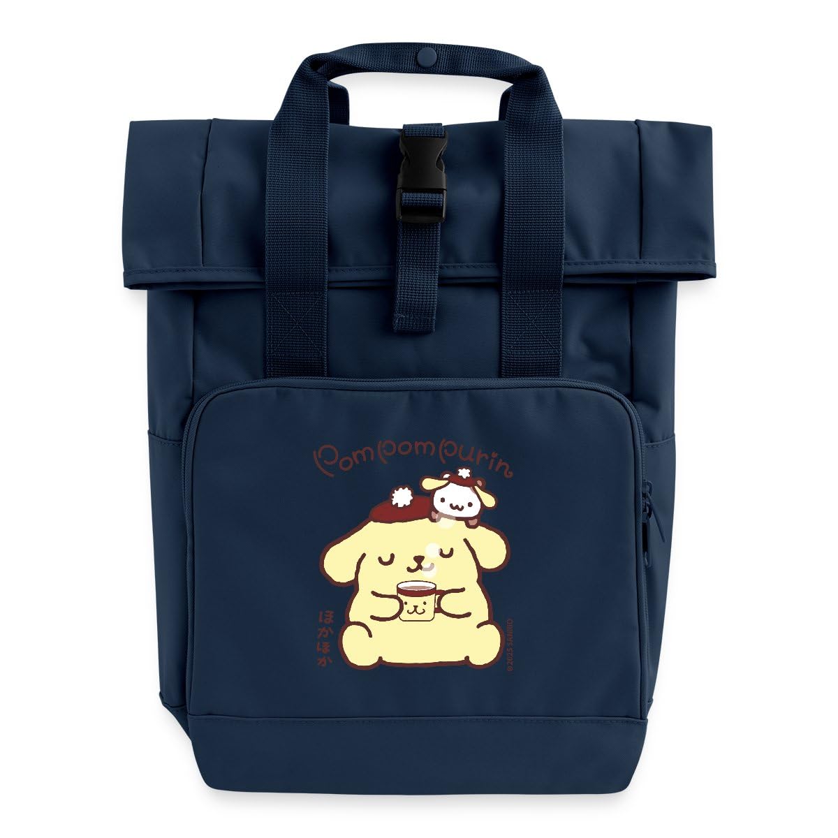 Spreadshirt Pompompurin Drinks Coffee Roll Top Backpack with Two Handles