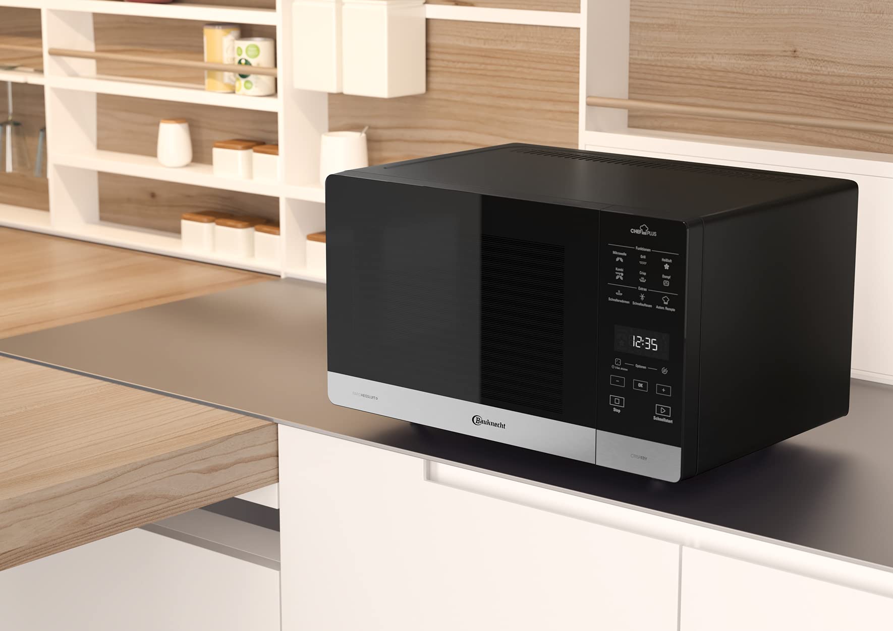 Bauknecht MW 59 MB Mikowellen- Backofen / freistehend / 25 l Garraum / 3D-System/ Automatikprogramme / Mikrowelle 800 Watt / Quarz - Grill 900 Watt / Schnellstart-Funktion,Schwarz