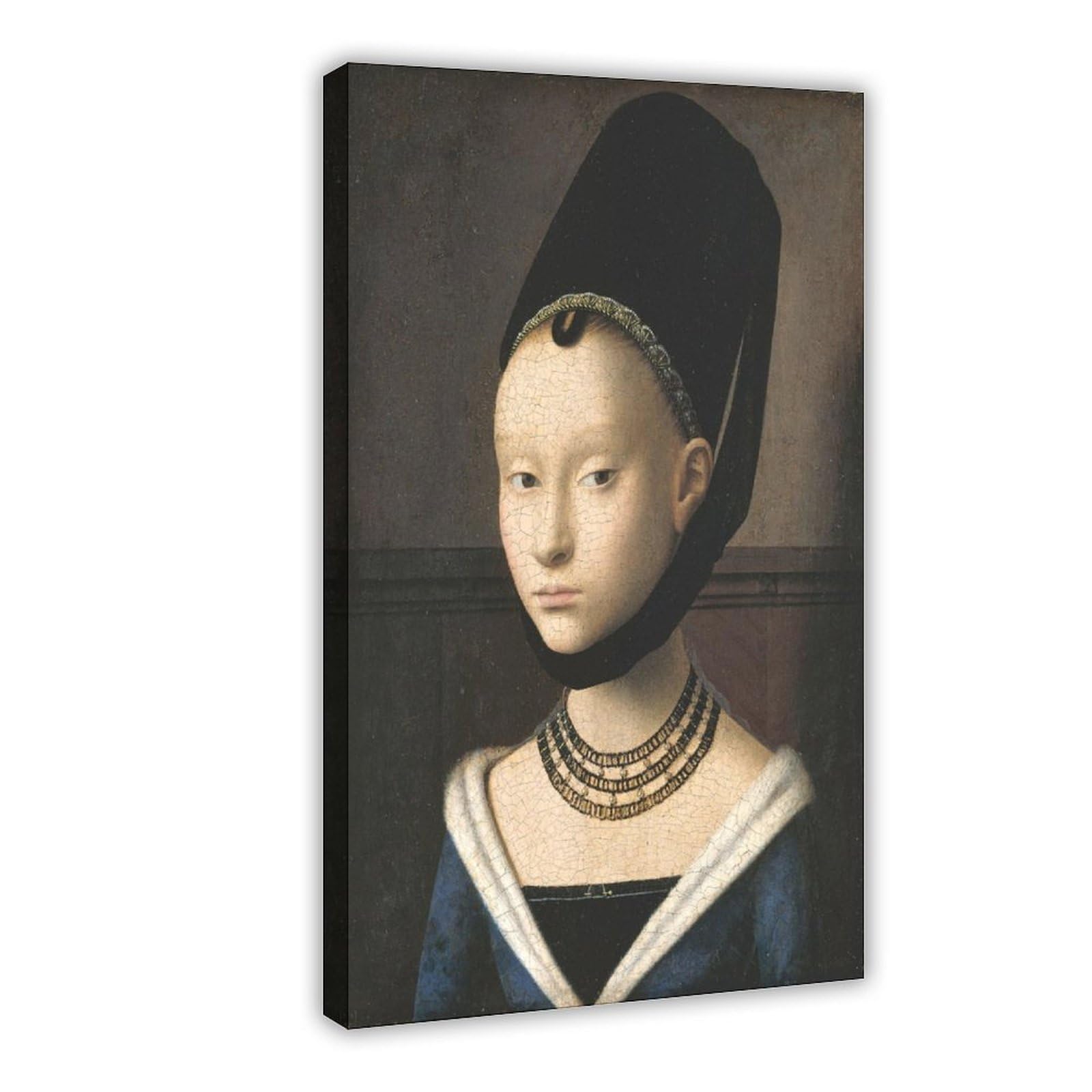 WCYB Portrait of A Young Girl - Petrus Christus Posters Prints Canvas Deco Paintings Wall Art Hangable Frame 20" L X 30" W