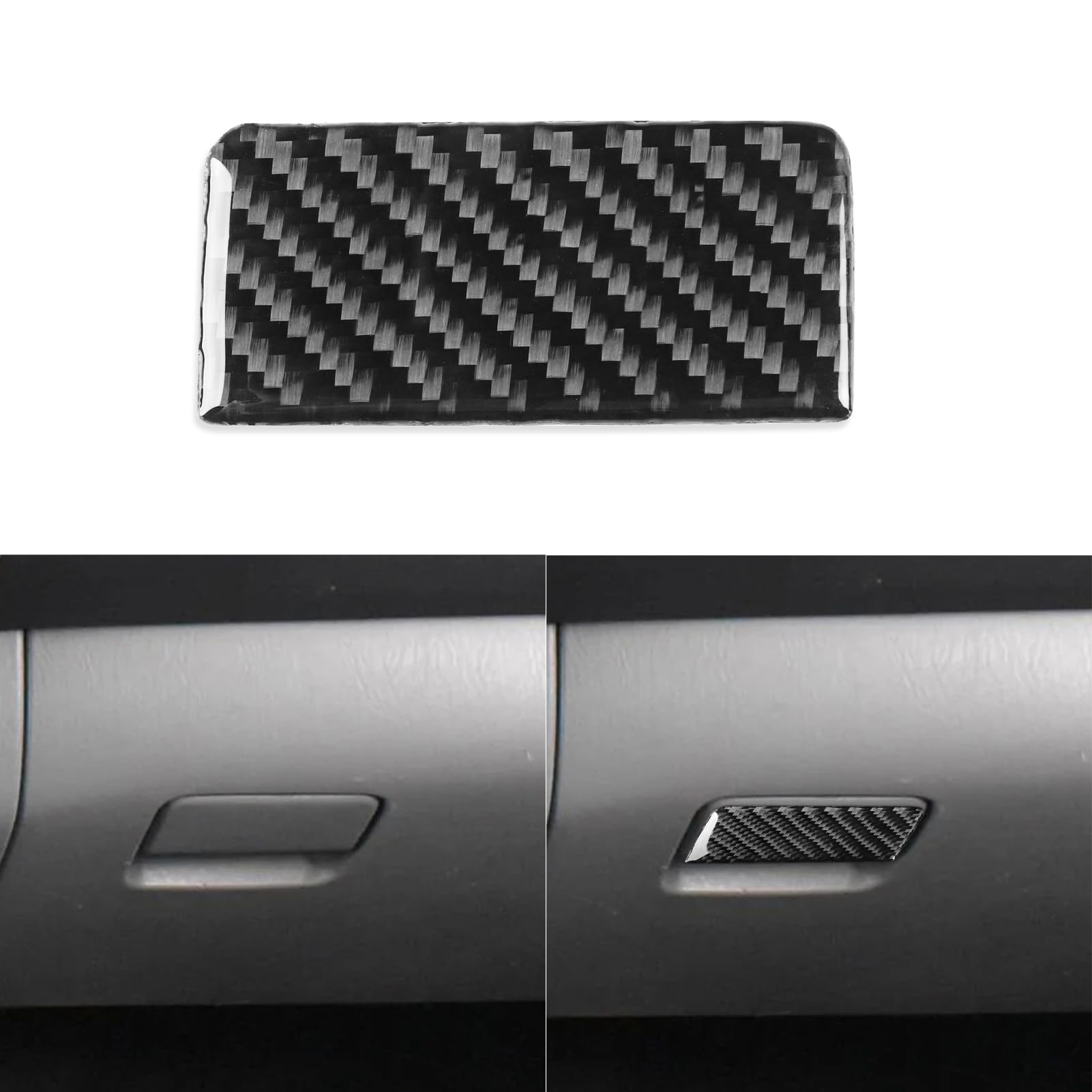 UOADA Car Glove Box Switch Cover Trim Dashboard Decal Storage Box Handle Sticker Compatible with Toyota Tacoma 2005-2011 Real Carbon Fiber Interior Accessories Black
