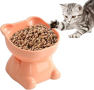 Tigelas elevadas para gatos – Tigelas bonitas e elevadas para gatos com 15° | Tigela à prova derramamento para comida e água, tigela fofa para animais estimação para cães pequenos e gatos Mengli