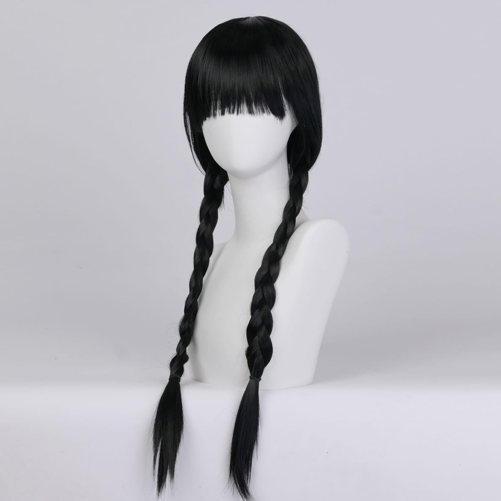 DAVBNM Long Braided Wig with Necklace Black Wigs With Bangs Cosplay Wig for Halloween Party Cosplay - Image 2