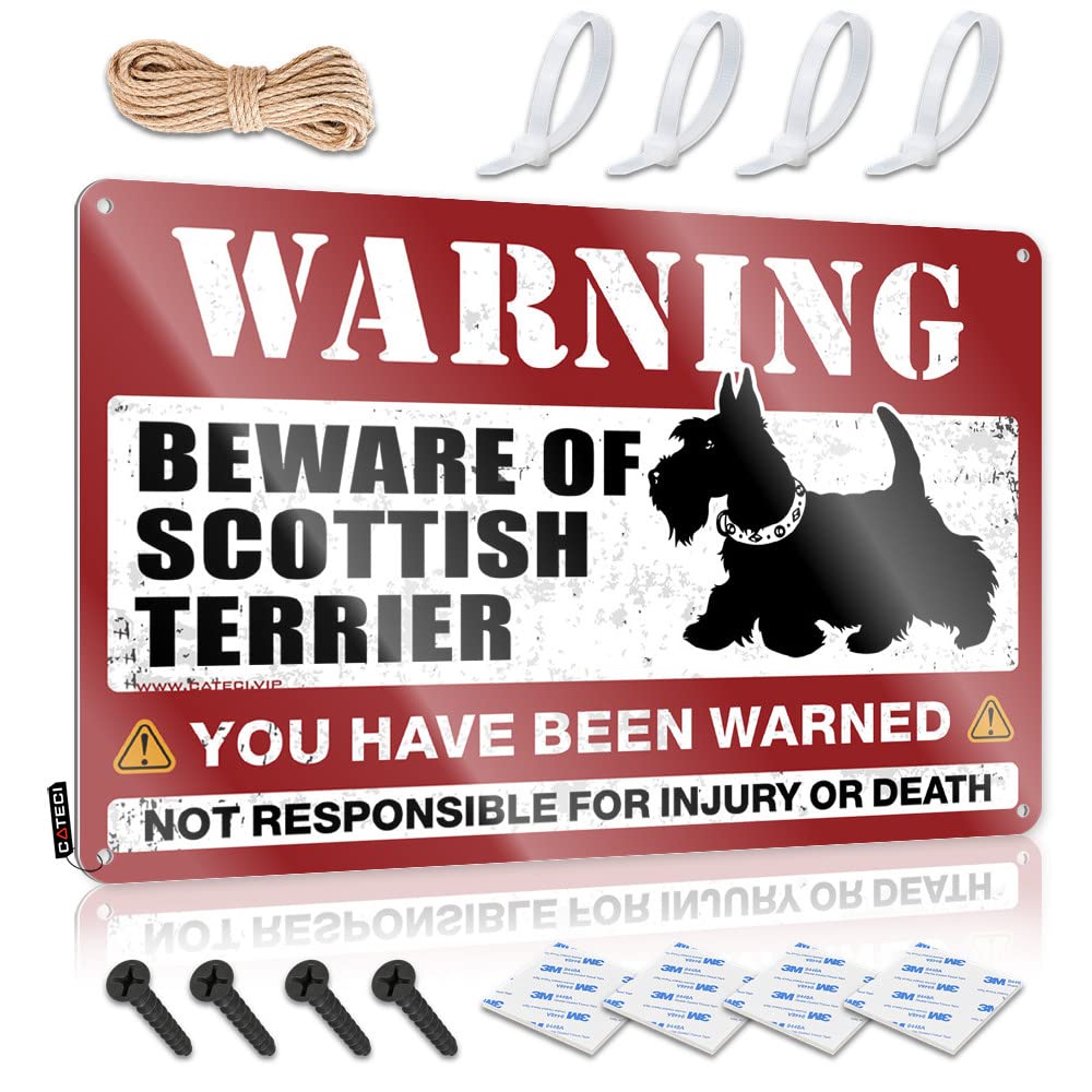 STWNVOITV Warning Signs For Bedroom Beware Of Scottish Terrier Tin Sign Beer Signs For Bar Outdoor Tin Sign(30X40CM)