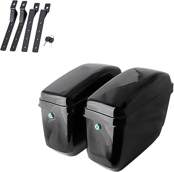 Motorcycle Universal Saddle Bags Side Boxs Luggage Tank Hard Case For Kawasaki For Vulcan 900 800 500 Klr650 W Taillight