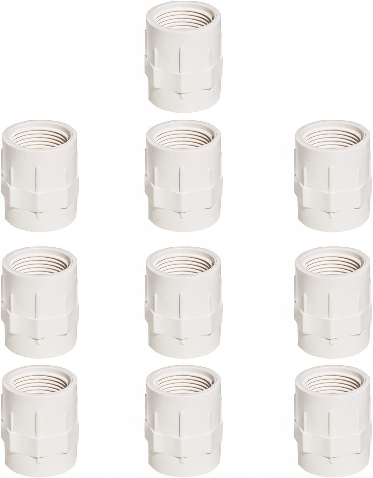 10pcs 1/2" White 2-Way PVC Female Adapter Pipe Fittings (Socket x Female Pipe Thread) Coupling with Female Hose Thread Schedule 40 (0.5 Inch)