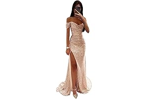 Elegant Prom Dresses 2024: Shimmering Sequin Gown with Sultry Slit