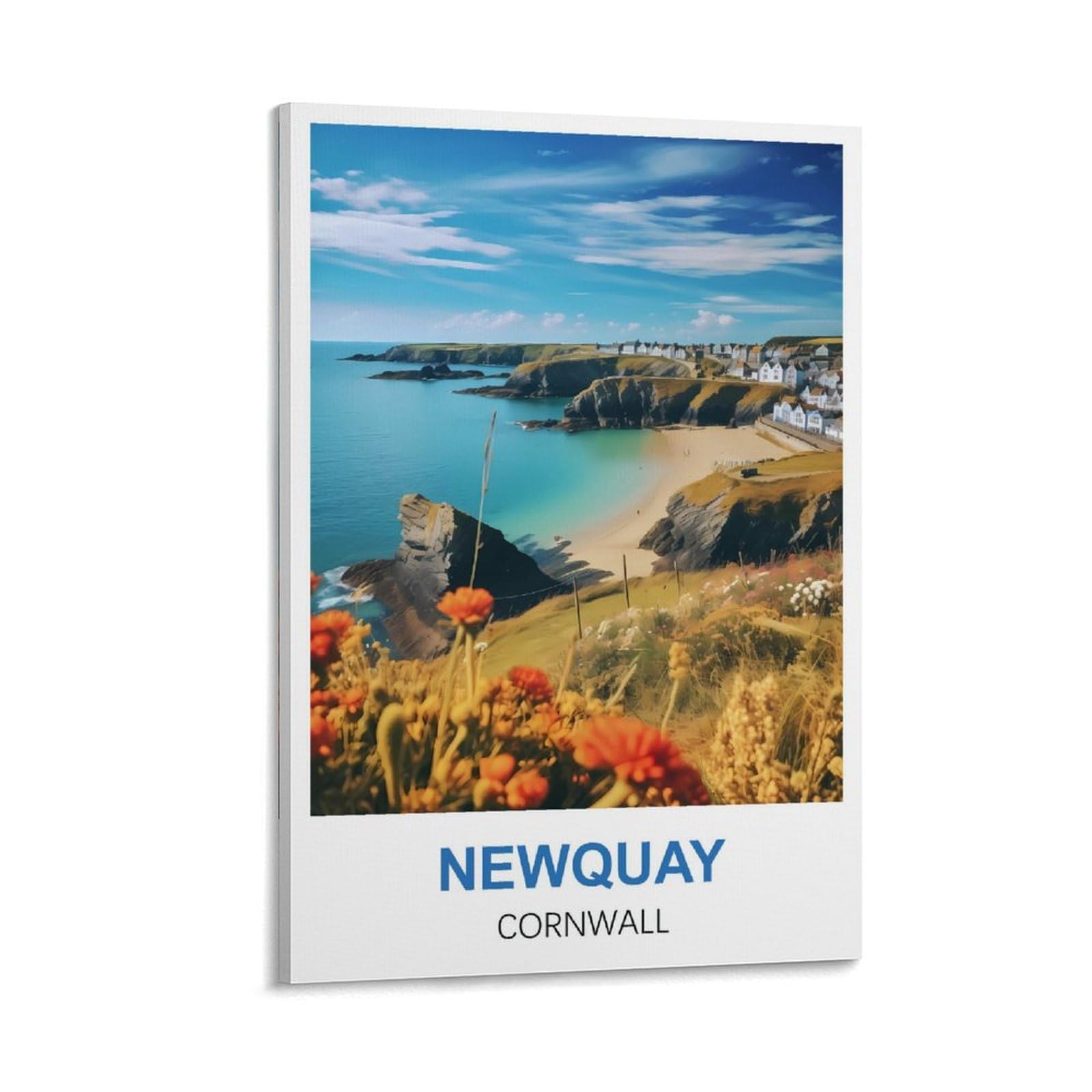Wgmdoee Frame-Style Newquay Cornwall Vintage Travel Poster 08X12inch(20X30cm) Canvas Poster Living Room Wall Art Home Decor