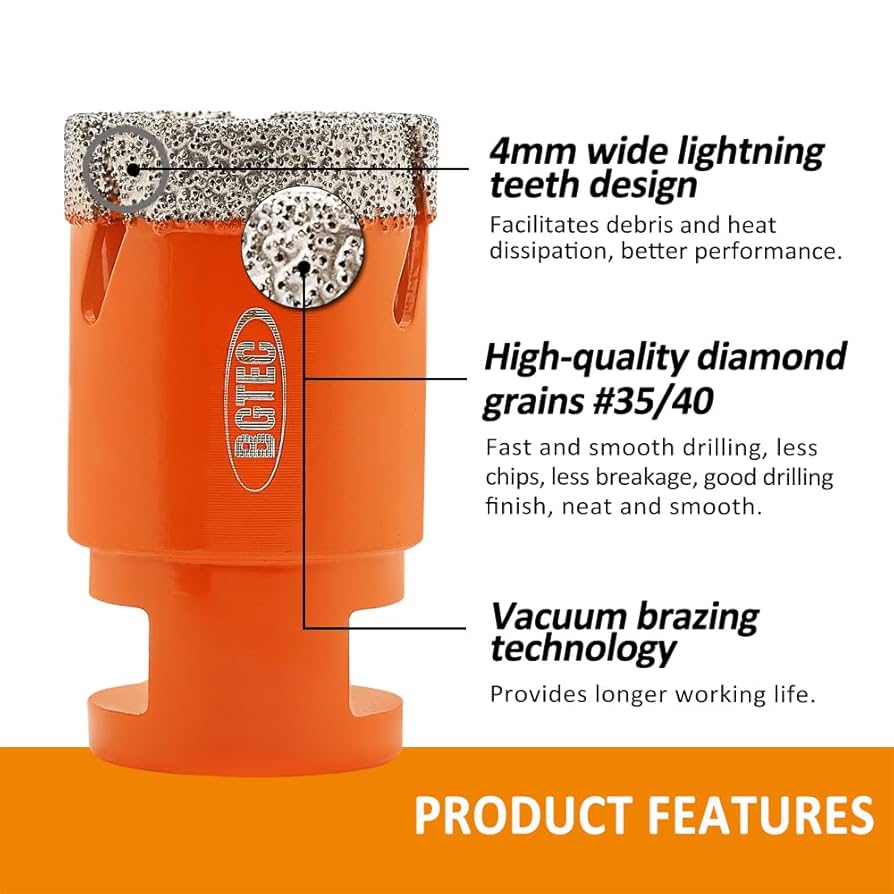 2 Punta Diamantate BGTEC 6mm M14 - Per Forare Piastrelle, Gres E Granito, Per Smerigliatrici