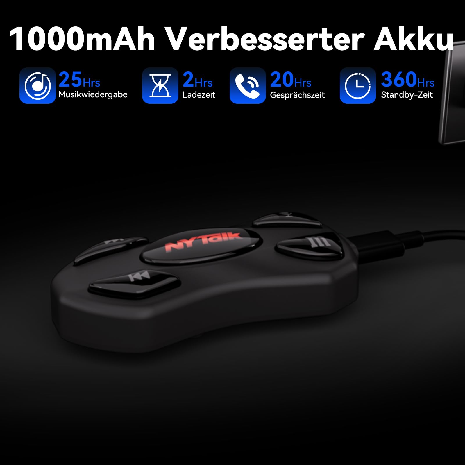 N2 Motorrad Intercom Bluetooth 5.4, 1000m Kommunikation für 2 Fahrer | Helm Headset, Audio-Multitasking, Bluetooth Dual-Chip, 40mm Hi-Fi, Musik Sharing,1000mAh Akku, IP67 wasserdicht, DSP & CVC