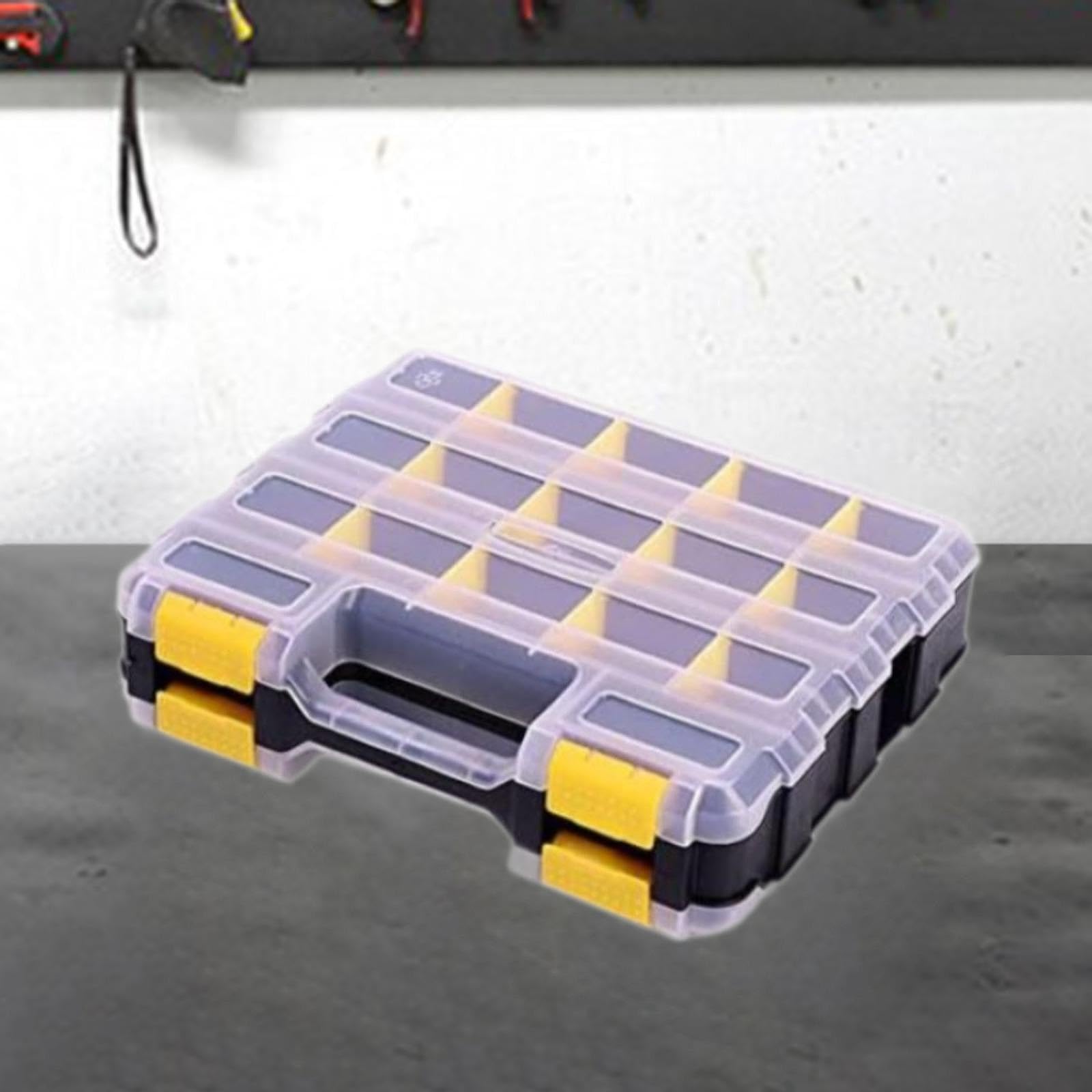 Caja Organizadora de Tornillos Doble Cara con Divisores Móviles Caja Portátil para Tornillos Tuercas Clavos Piezas Pequeñas Adecuada para Trabajo en T, Amarillo
