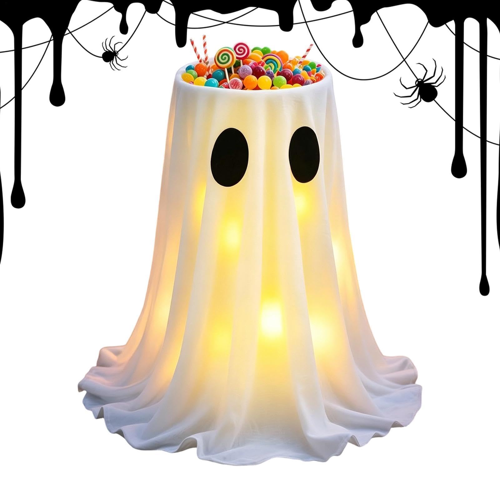 Dekoracja Duch Halloween Straszna Stojąca Ozdoba z 8 Trybami Świateł LED