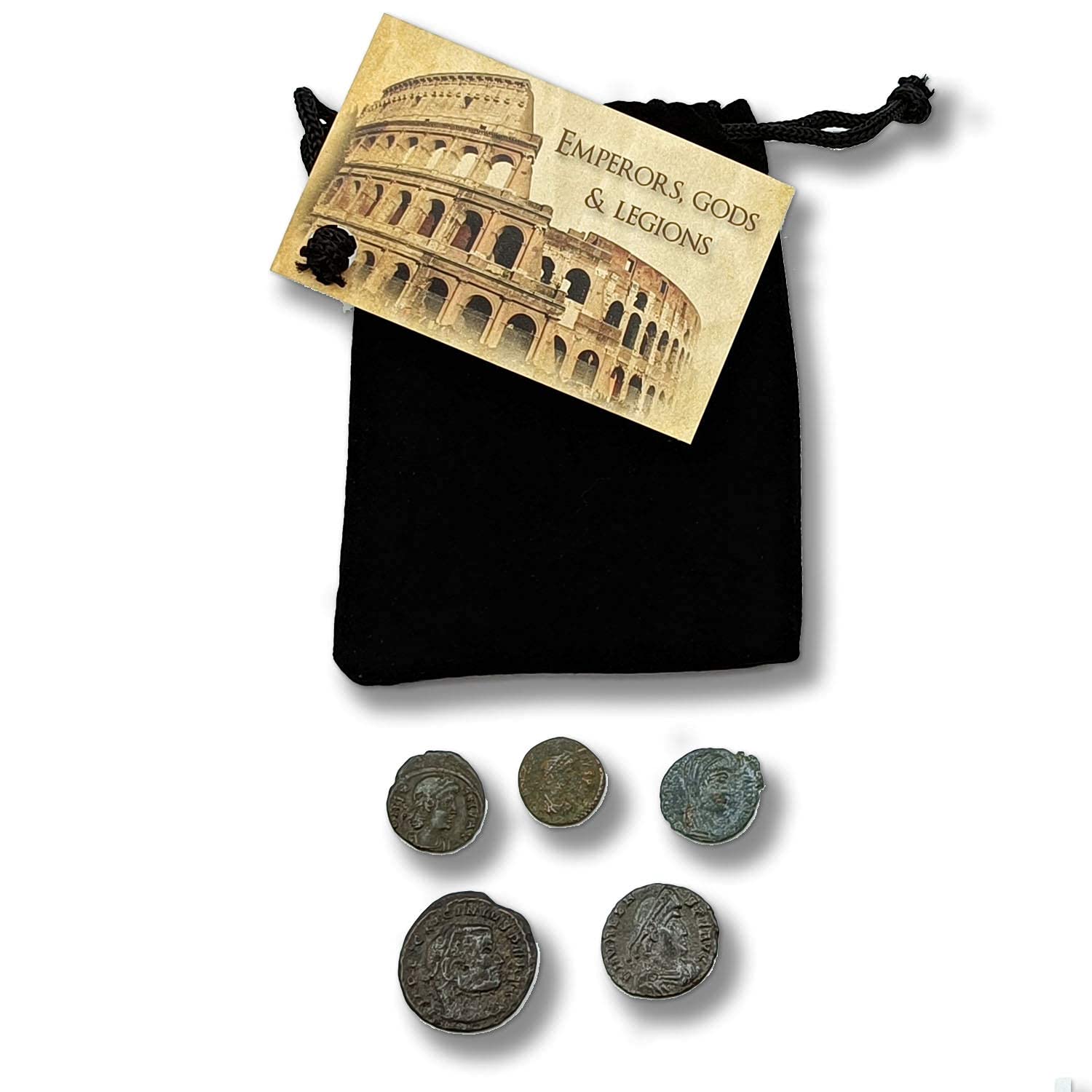 IMPACTO COLECCIONABLES | Autentiche Monete Romane Antiche 300–400 d.C. | Collezione dell’Impero con Imperatori, dei e Legioni | Selezionate da Esperti e Presentate in Sacchetto di Velluto