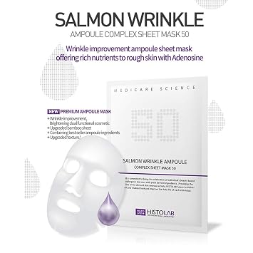 HISTOLAB Ampoule Complex Sheet Mask | 30g/1.1oz. | A Pack of 5 Sheets (Salmon Wrinkle 50) I Glowing Mask