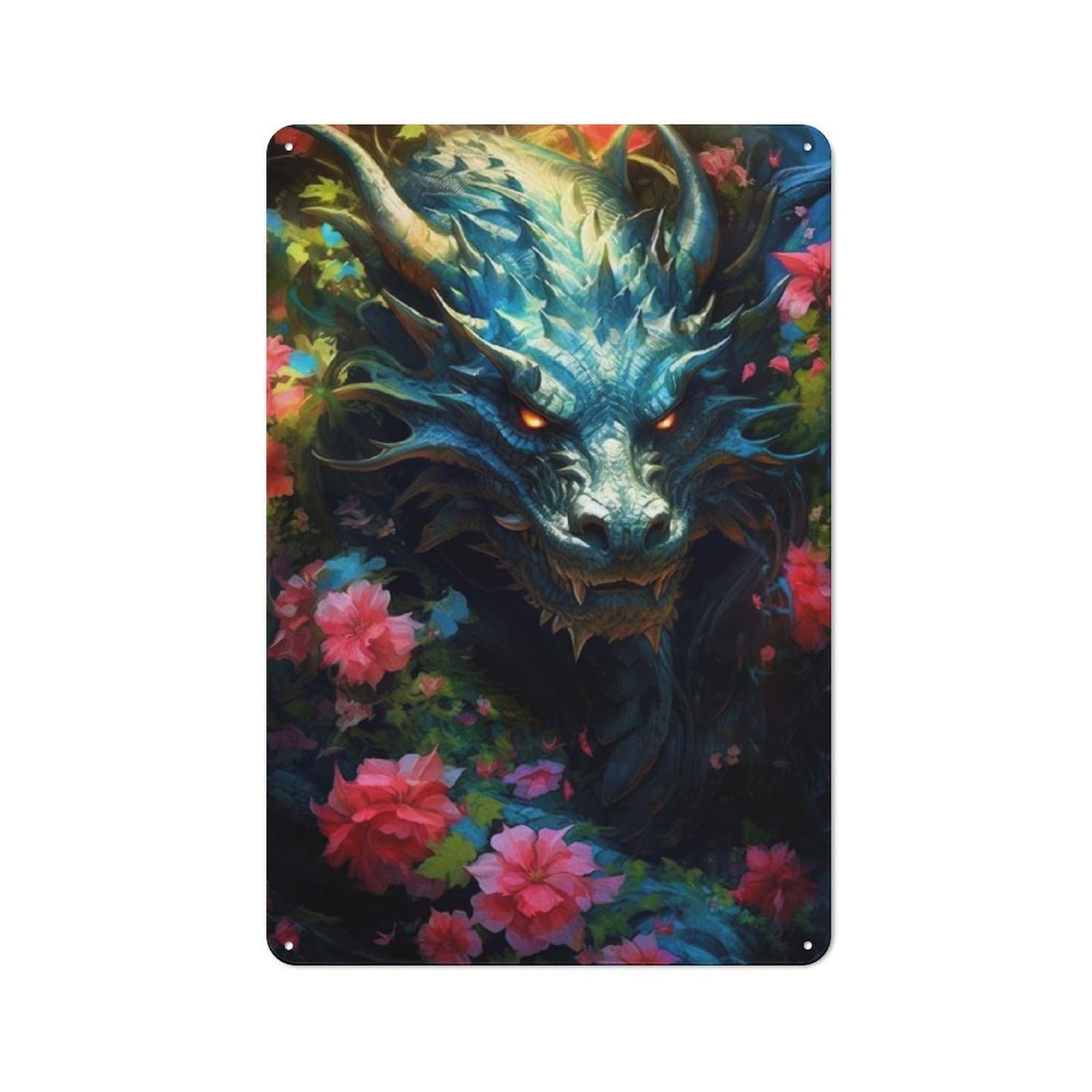 Retro Ignarius Dragon Metal Wall Plaque 30x20cm, Nostalgic Wall Art for Living Room, Hallway, Kitchen Or Cafe