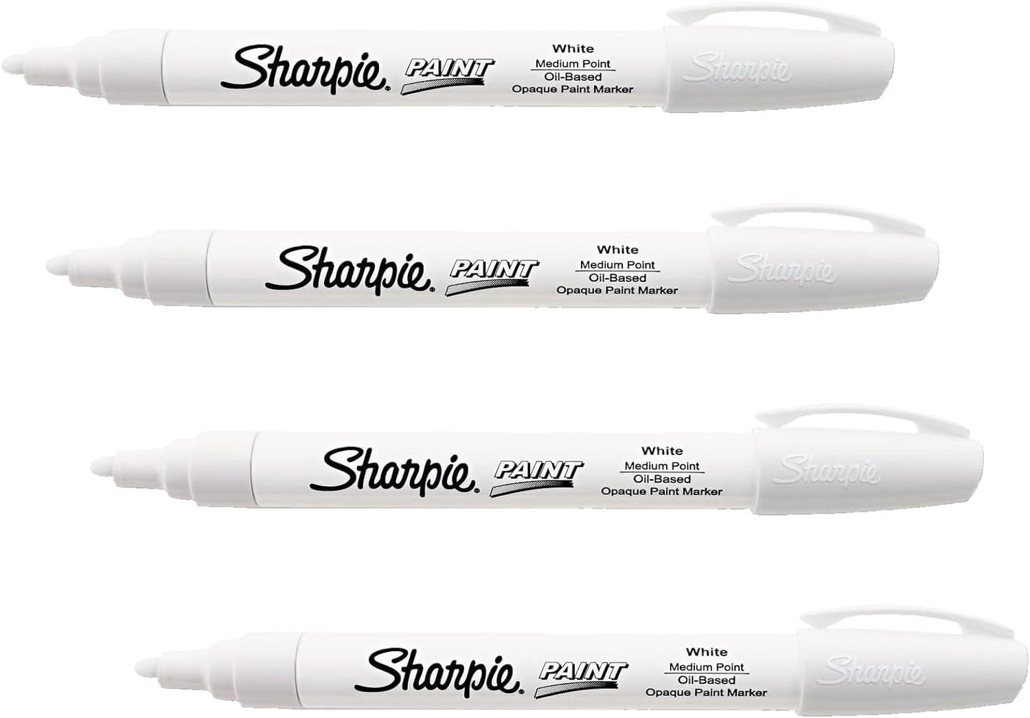 SHARPIE Sanford 35558 Oil-Based Paint Marker, Medium Point, White, 1-Count (Pack of 4)