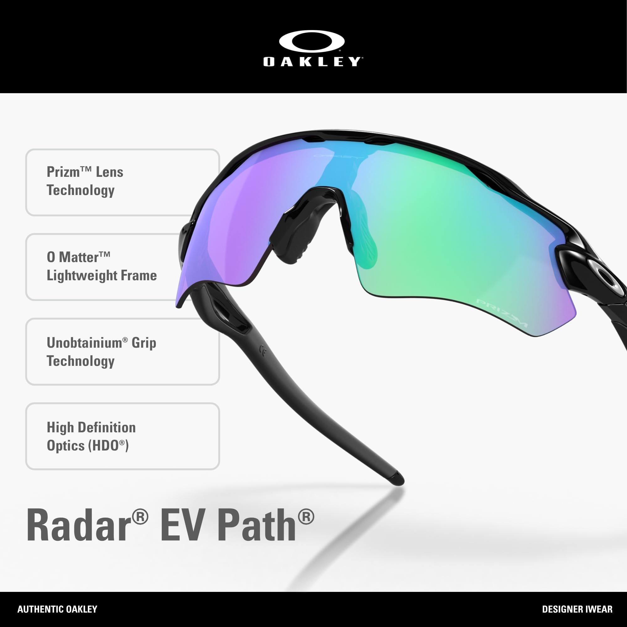 OAKLEY Radar Ev Path 920844 0, Occhiali da Sole Uomo, GOLF NERO / PREMIO LUCIDATO, 38
