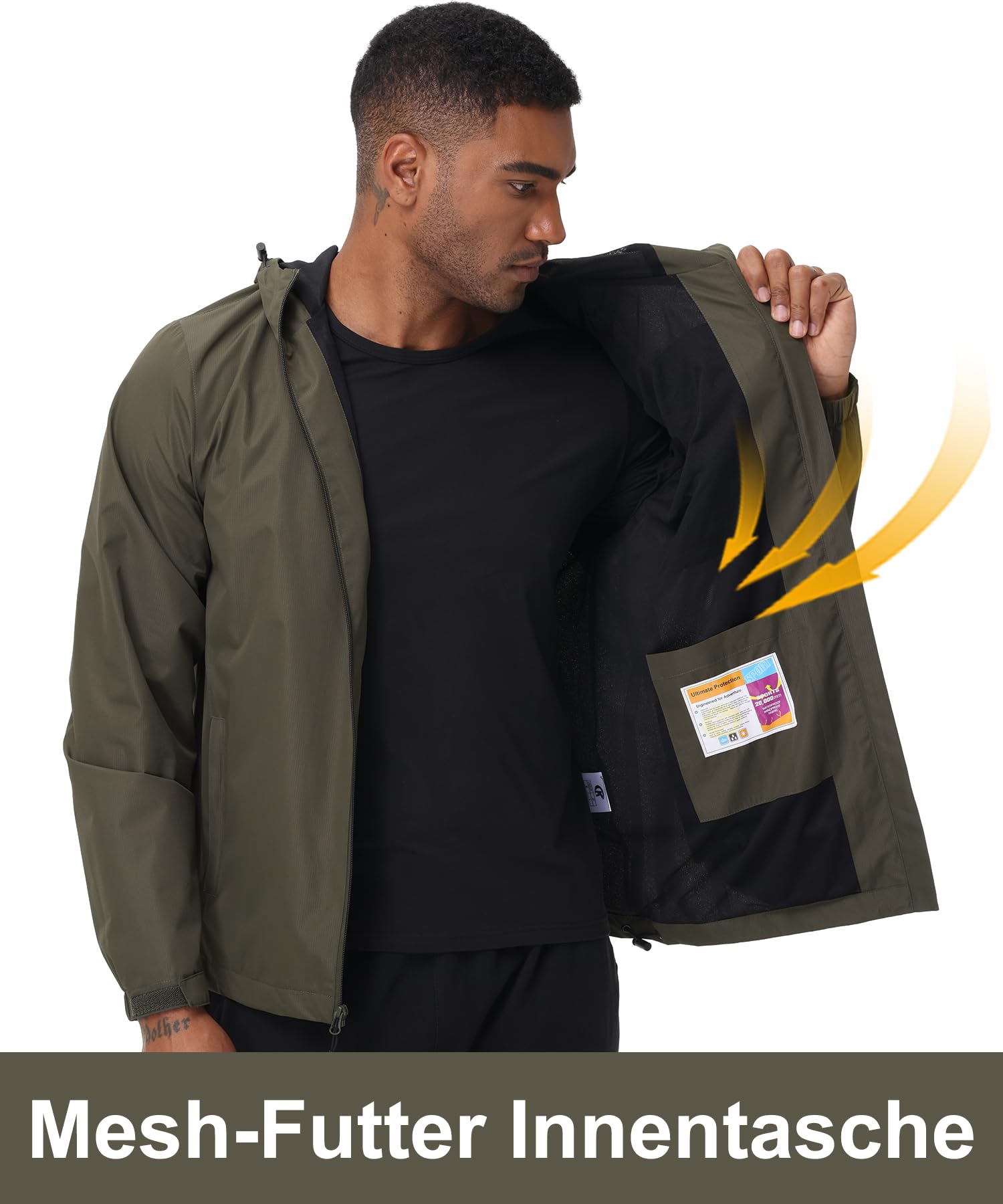 Huayuzh Chubasquero para hombre, impermeable, ligero, para camping, senderismo, transpirable, plegable, chaqueta softshell con capucha