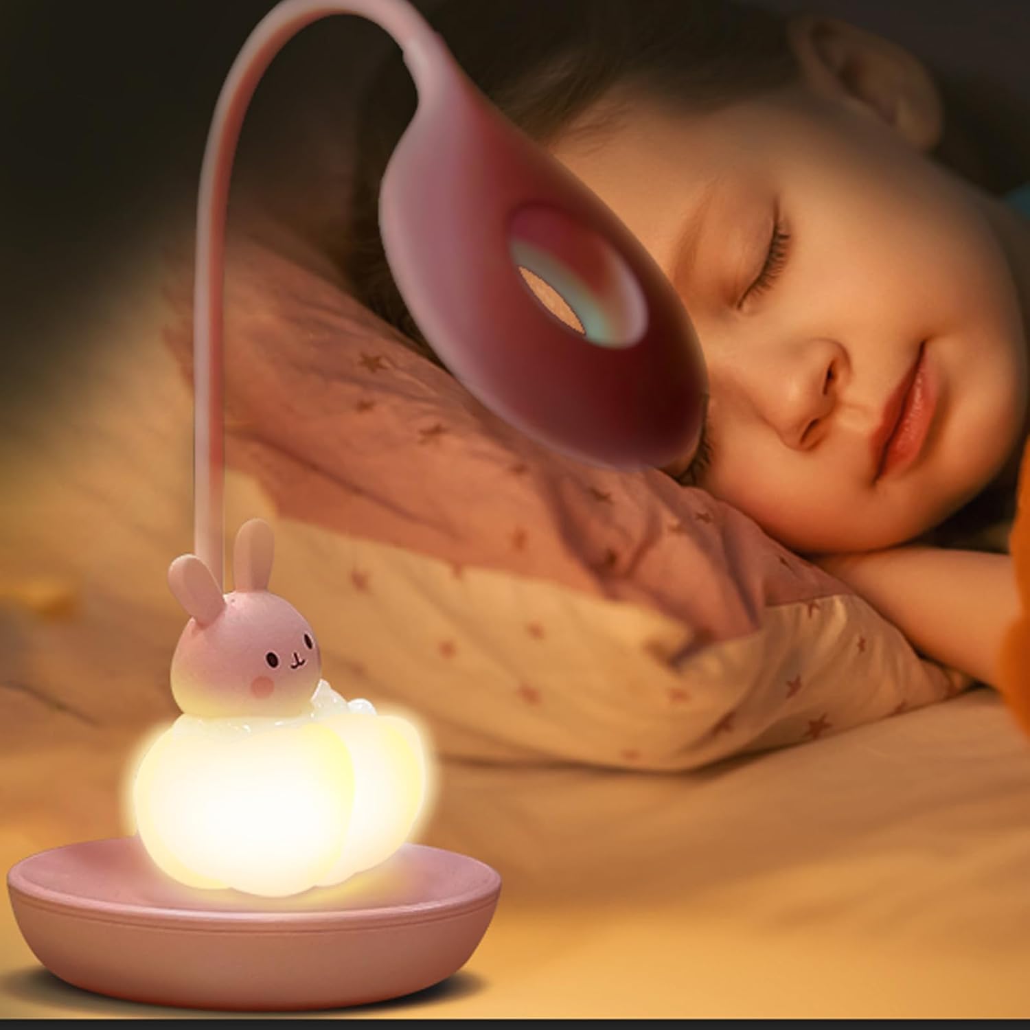 Desk Lamp Pink, Dimming Desk Lamp with Exclusive Cartoon Look