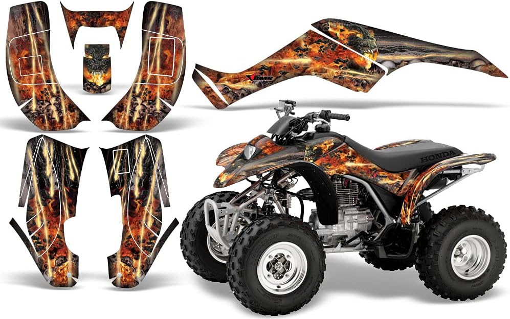 AMR Racing ATV Graphics kit Sticker Decal Compatible with Honda 250 TRX/EX/X 2002-2005 - Firestorm Black