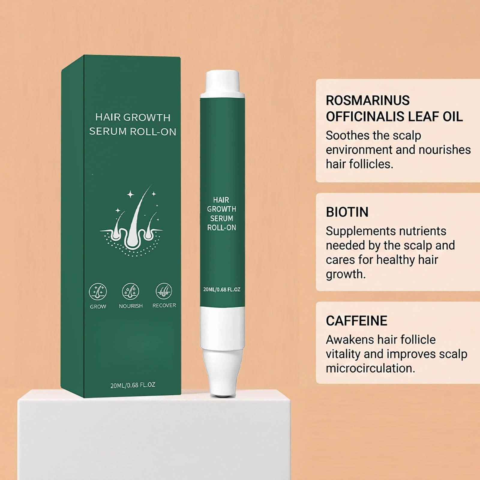 Serum do wzrostu włosów typu roll-on do wzrostu włosów