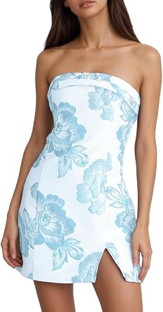 Strapless Homecoming Dresses for Teens 2025 Short Floral Tight Cocktail Mini Party Dress