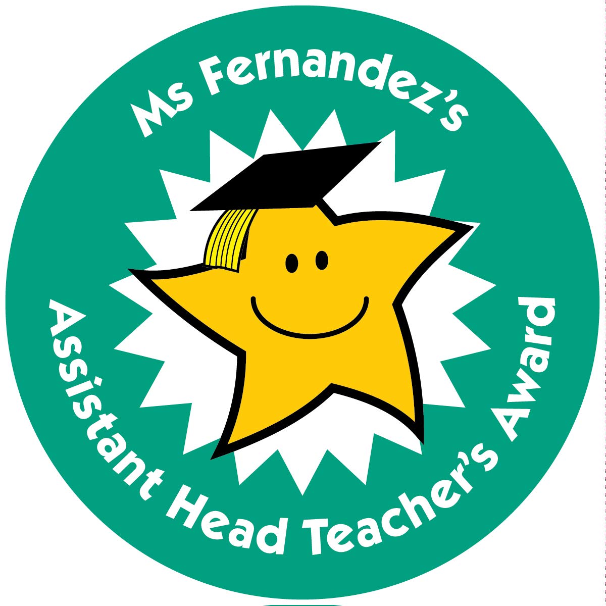 Personalised Assistant Head Teacher's Reward Stickers. 35 x 37mm Stickers per Sheet. Designed and Made by The Sticker Factory.