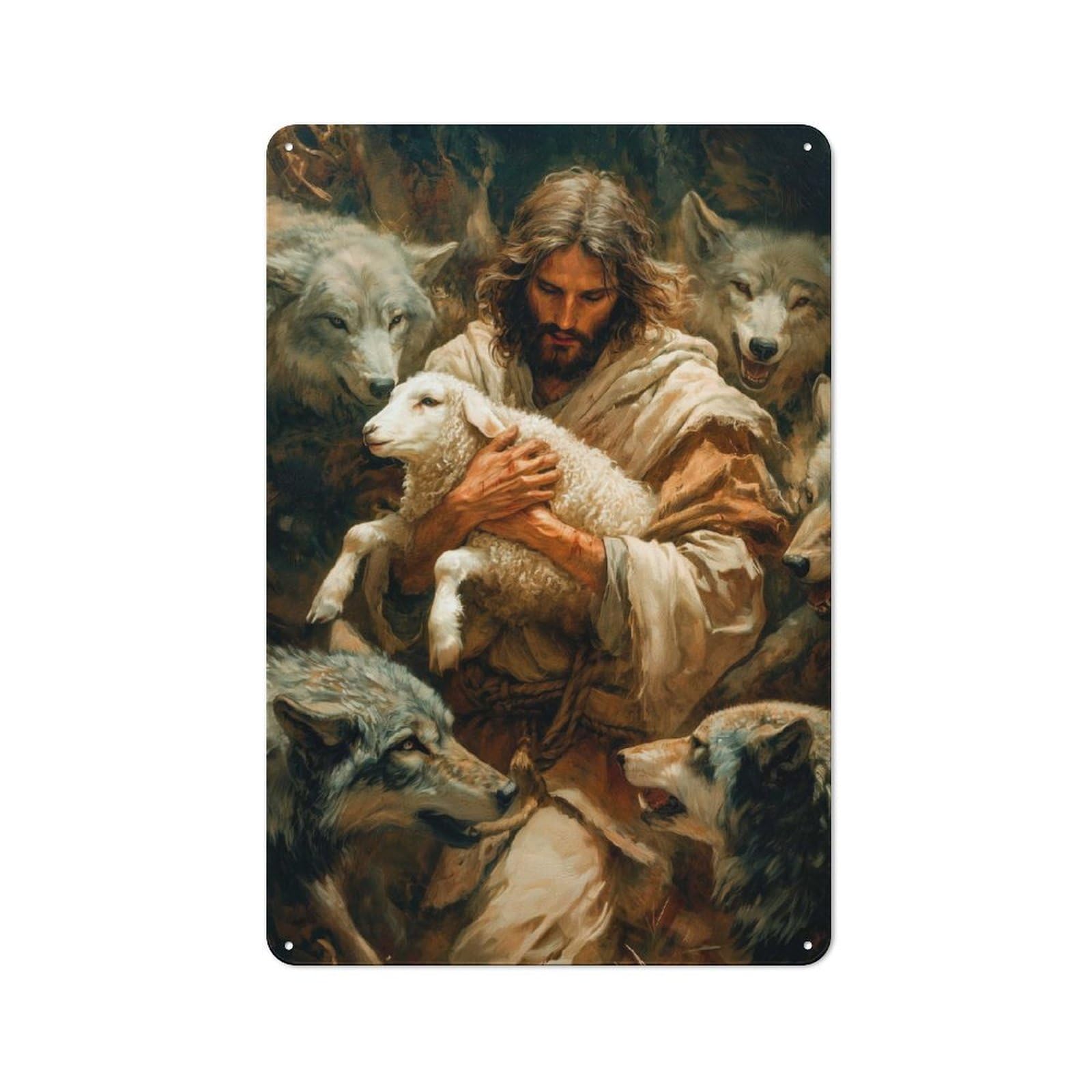 Junmoney Protection Of Jesus For Man Cave Or Games Room, Retro Metal Plaque 30X20cm, For Metal Sign Collectors, For Garage And Workshop Walls