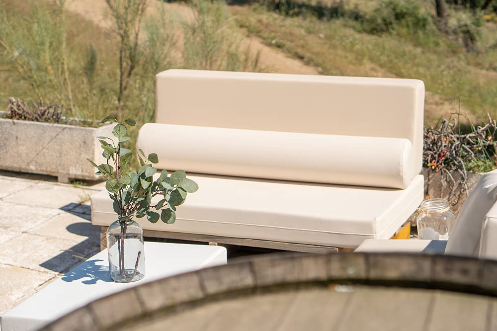 Asiento de Espuma para Sofá Palet - Microfibra Color Blanco - Densidad es D25 Media-semidura - (Dimensiones 120x80x10 cms) - Ideales para Interior y Exterior, Chill out, terrazas, Piscinas.