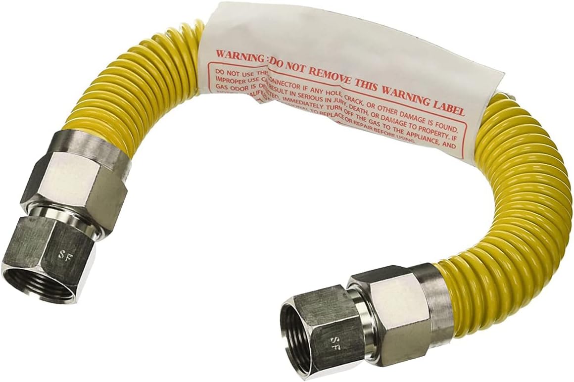HIGHCRAFT Gas Line Hose 1/2'' O.D. x 72'' Length with 1/2 in. MIP Fitting, Yellow Coated Stainless Steel Flexible Connector