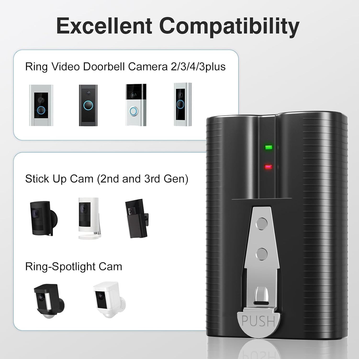 Mrupoo Long-Lasting 6040mAh Battery Replaement for Ring Battery 2Pack – Compatible with Ring-Doorbell Camera(2/3/4/3+/3 Plus),Stick-Up Cam (2nd & 3rd Gen),Spotlight Cam,3.65V Rechargeable Batteries