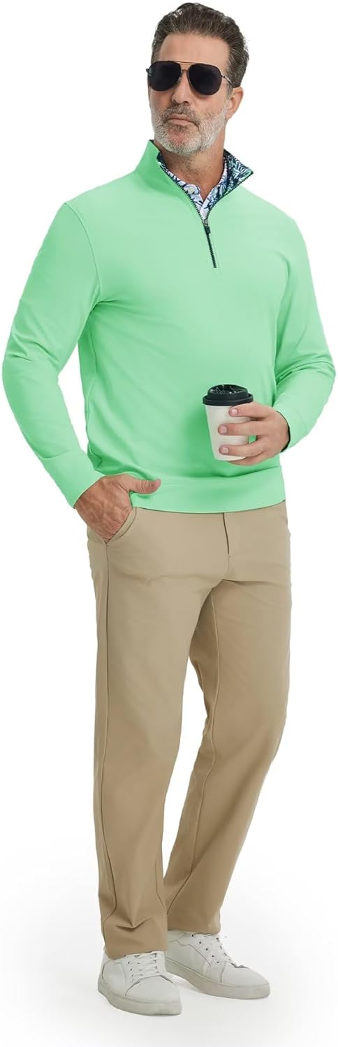 M MAELREG Men's Quarter Zip Pullover Lightweight Mock Neck Long Sleeve Midlayer Athletic Golf Half Zip Sweatshirt for Men - Image 6