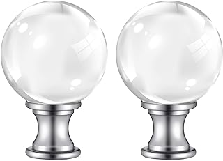 【2 Pack】PEESIN Lamp Finials, 1/4-27 Inch Threaded Base Glass Ball Lamp Finials Decorative, Finials for Lamps with Chrome Base, Lamp Shade Finials Decorative for Table or Floor Lamps