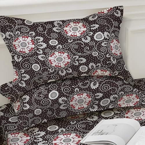 Image of Weave & Decor Super Soft Super Comfortable 144 TC 90x90 inches Printed Cotton Double Bed Bedsheet with Two Pillow Covers