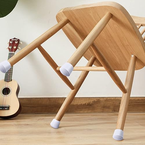 Miniatura 8 de Tapas antideslizantes de goma de 1 pulgada, fundas plegables para patas de silla, 16 protectores de suelo para patas de silla, redondos, color blanco
