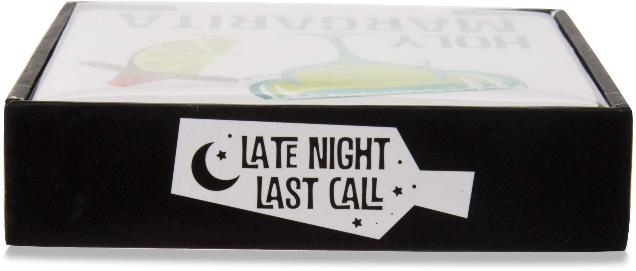 Pavilion - Margarita - 4 Piece Sentiment, Pattern and Character Coaster Set With Box Holder - 4 Inch