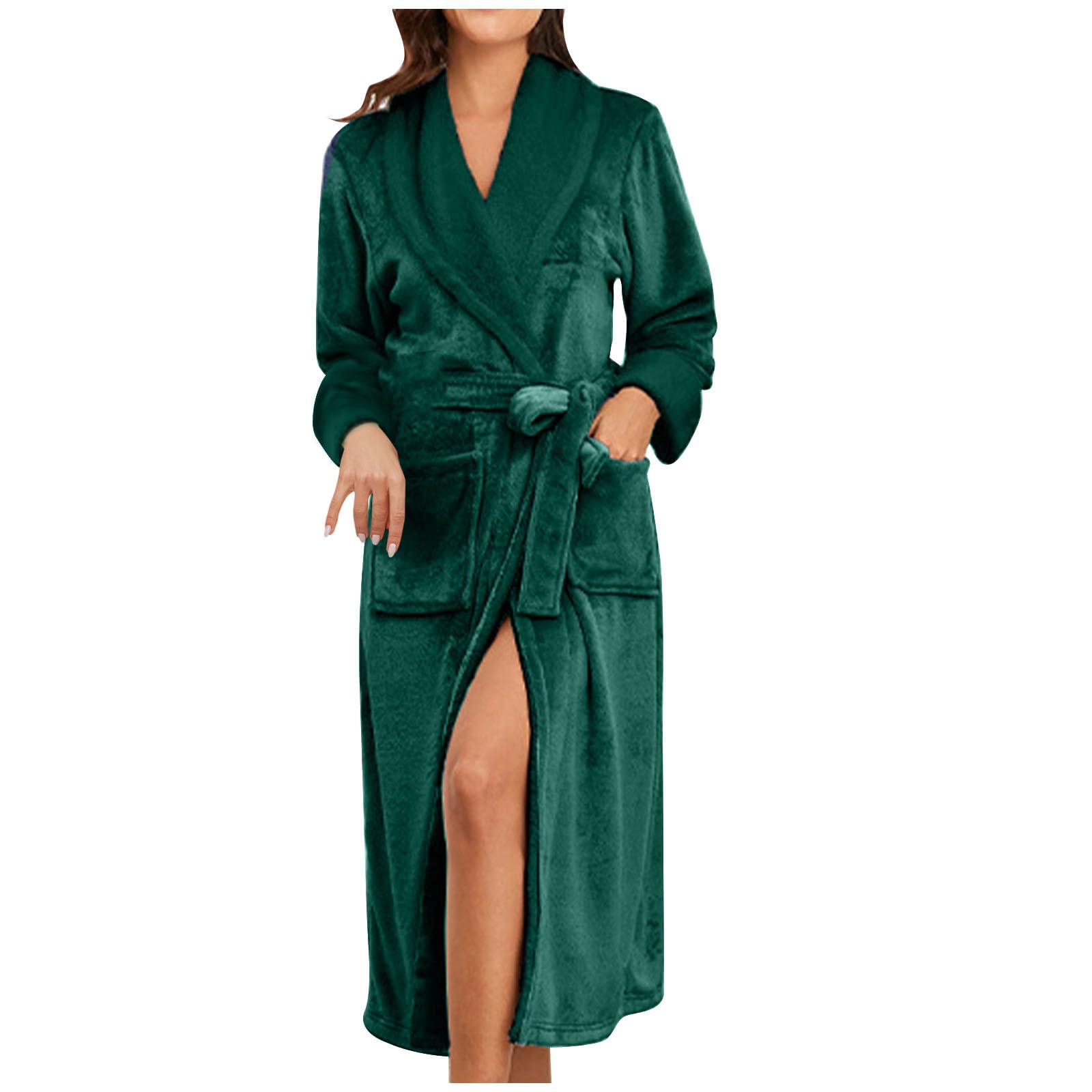 Flannel Robes for Women Full Length Shawl Collar Bathrobe Soft Warm Nightgown Bridal Shower Bathrobe
