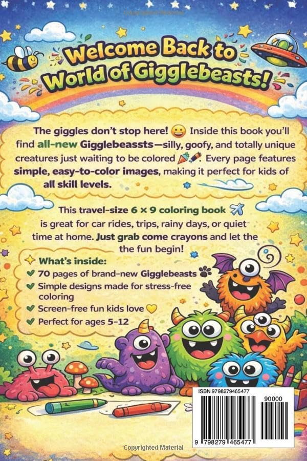 The GIGGLEBEAST COLORING BOOK 4: 70 Silly Creatures to Color and Giggle | Easy Coloring Pages for Kids Who Love Silly Monsters | A Travel-Size ... and Enjoy (Gigglebeast Coloring Book Series) image 3