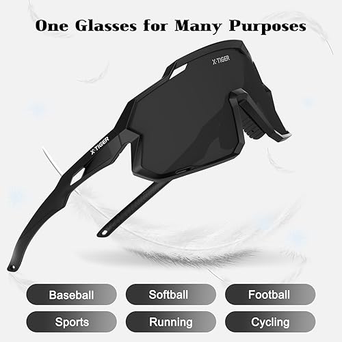 Miniatura 7 de X-TIGER Gafas de sol polarizadas para niños y niñas, lentes de sol de béisbol polarizadas para niños de 8 a 14 años, UV400, gafas de ciclismo y