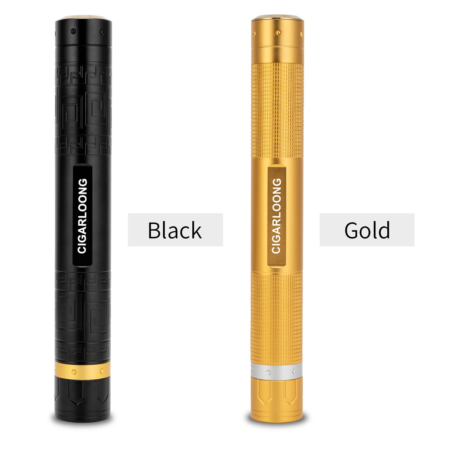 CIGARLOONG Zigarren-Rohr, 3-in-1-Zigarren-Humidor mit Hygrometer, Zigarrenlocher und Zigarrenhalter, langlebiges Zigarrenetui für Reisen im Freien, tragbare Aufbewahrung (Gold)