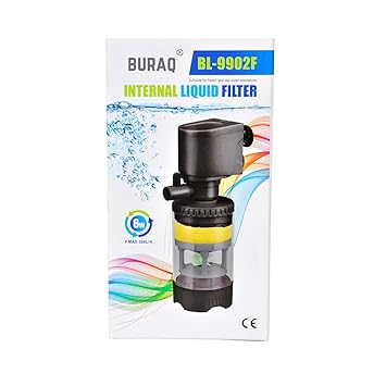 Buraq Internal Liquid Filter Fan Based Cleaning System Aquarium Submersible Filter Pump Ultra Quiet Motor with Sponge Oxygen Pump with Filter for Fish Tanks (Medium - UP to 2 FT)