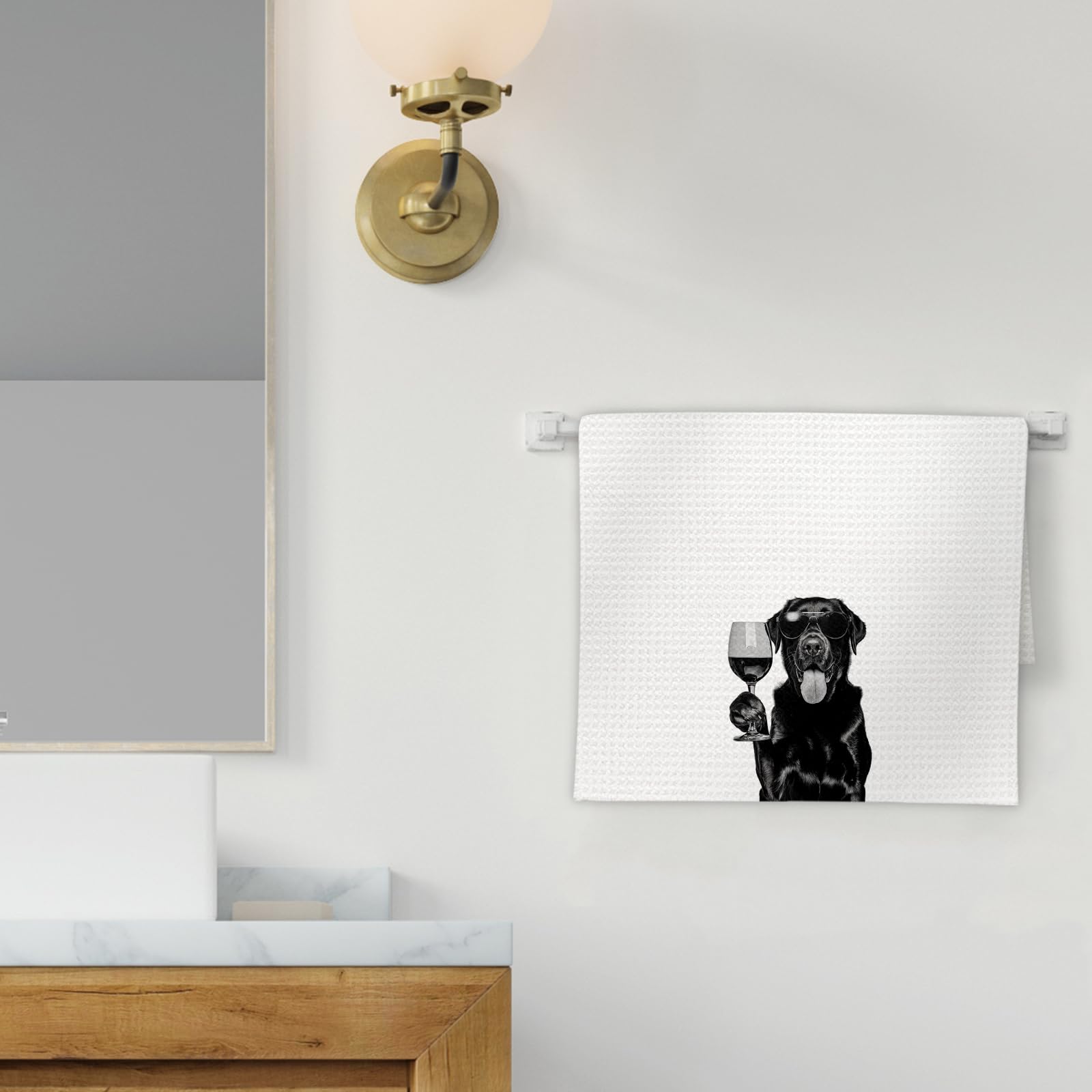 Black Lab Gifts Wine Dog Kitchen Towels, Gifts for Labrador Retriever Wine Lovers Decorative Hand Dish Towel for Kitchen Home Bar, Black Labrador Retriever Gift Home Bar Decor(16x24Inch)