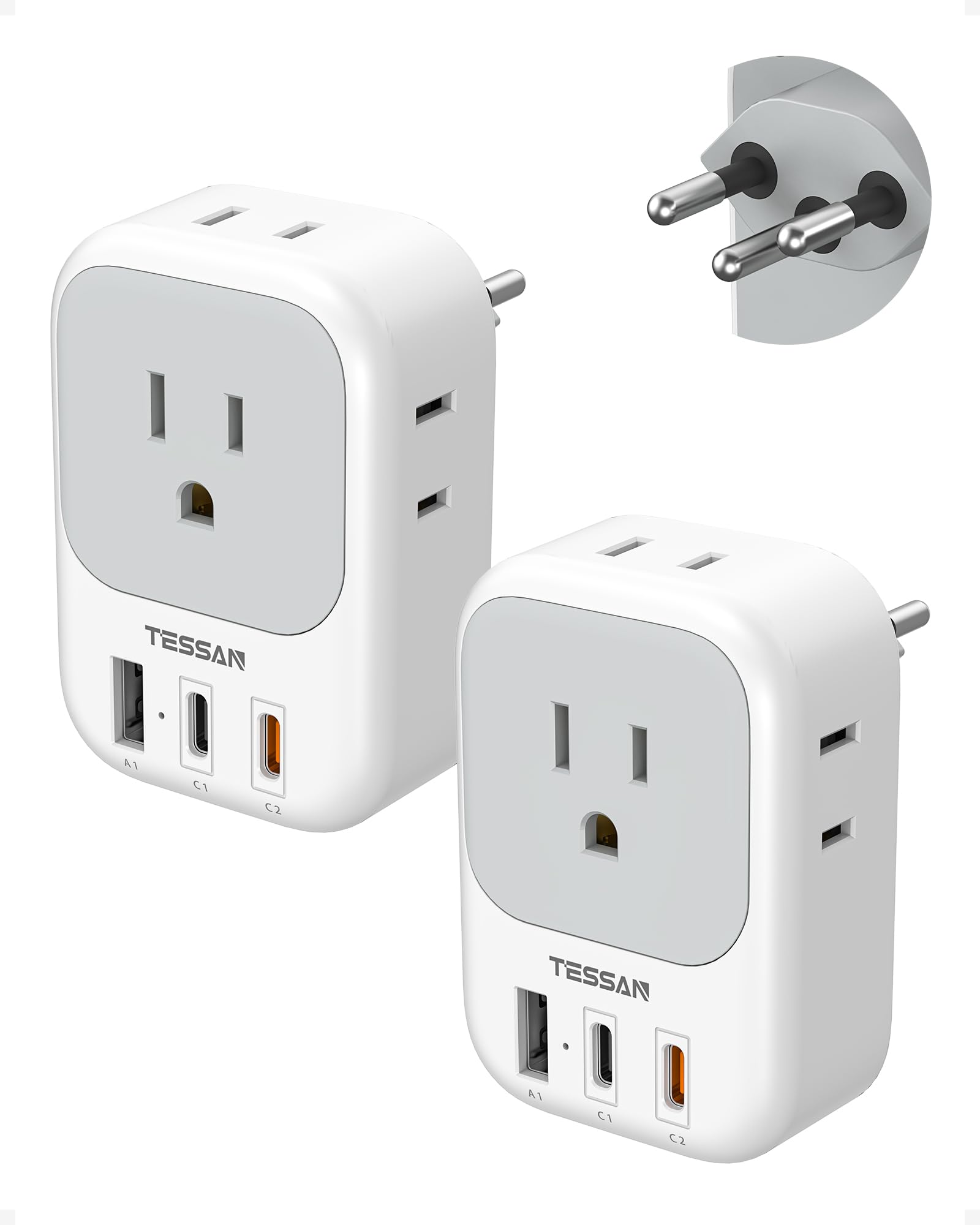 TESSAN Switzerland Travel Plug Adapter, 2 Pack Type J Switzerland