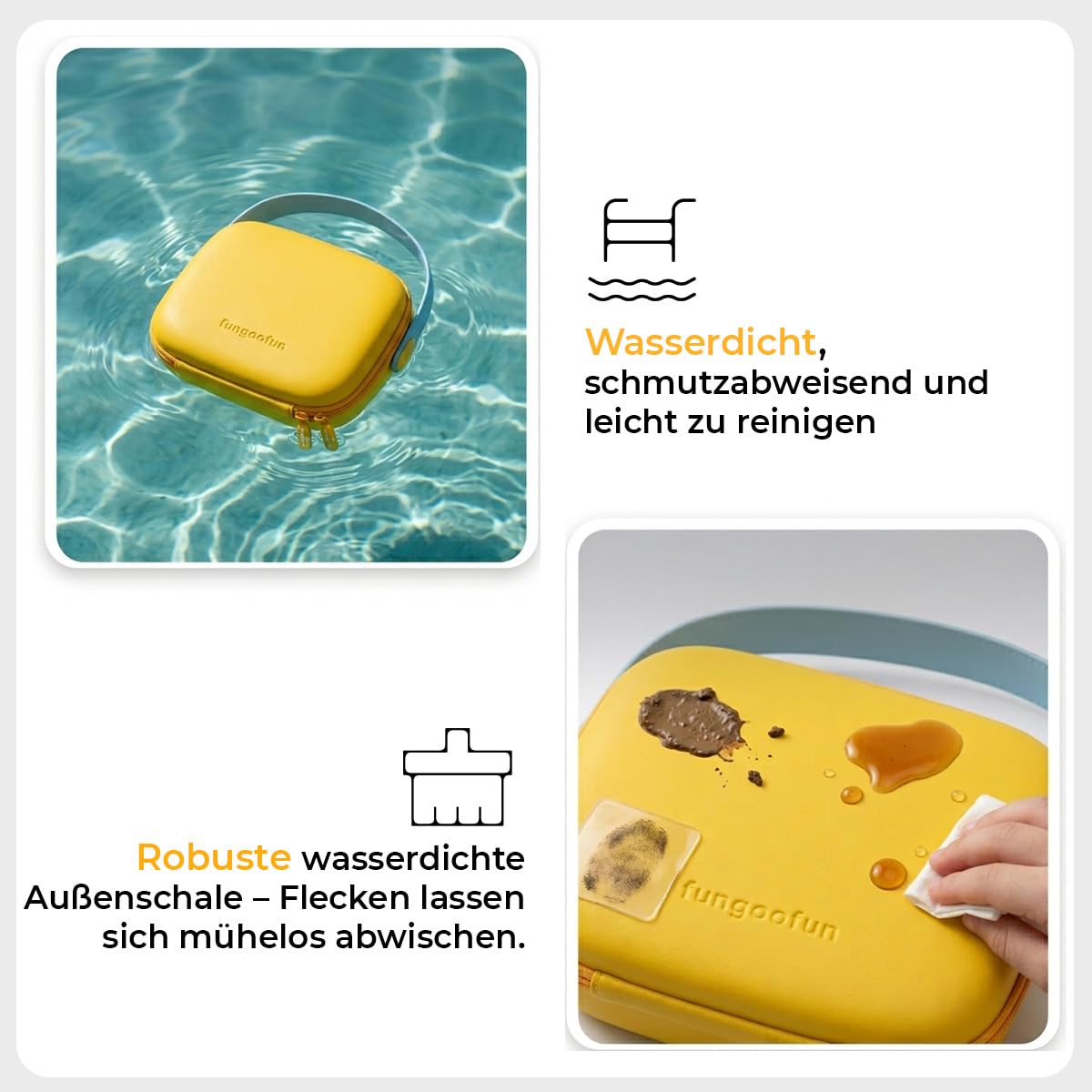 Hardcase Make-up Tasche, wasserdichter Reise Kosmetik Organizer mit verstellbaren Trennfächern & Pinselhalter, tragbare Kosmetiktasche mit 360° drehbarem Griff, große Kapazität, süßer Beauty Case für